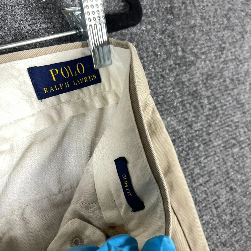Polo Ralph Lauren Slim Fit Chino Khaki Pants Stretch Tan Casual Mens Size 30x32